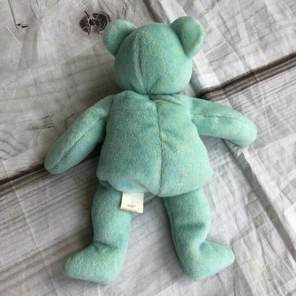 Ty Beanie Baby ARIEL 2000 Plush Blue Bear Embroidered In Memory 9” - Picture 3 of 5